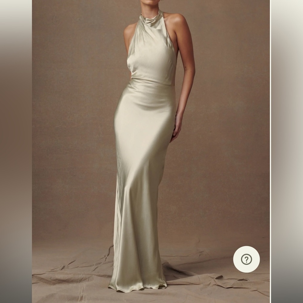 Meshki Esther iridescent satin cowl neck dress